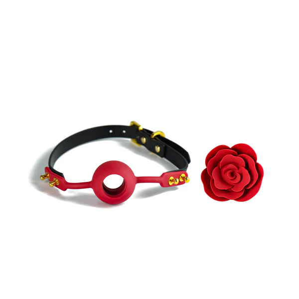 UPKO Rose Ball Gag - Black Strap 300g